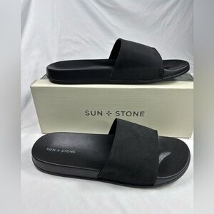 SUN + STONE “Ian” Black Slide Sandals • Size 12 Men’s  NWB‎